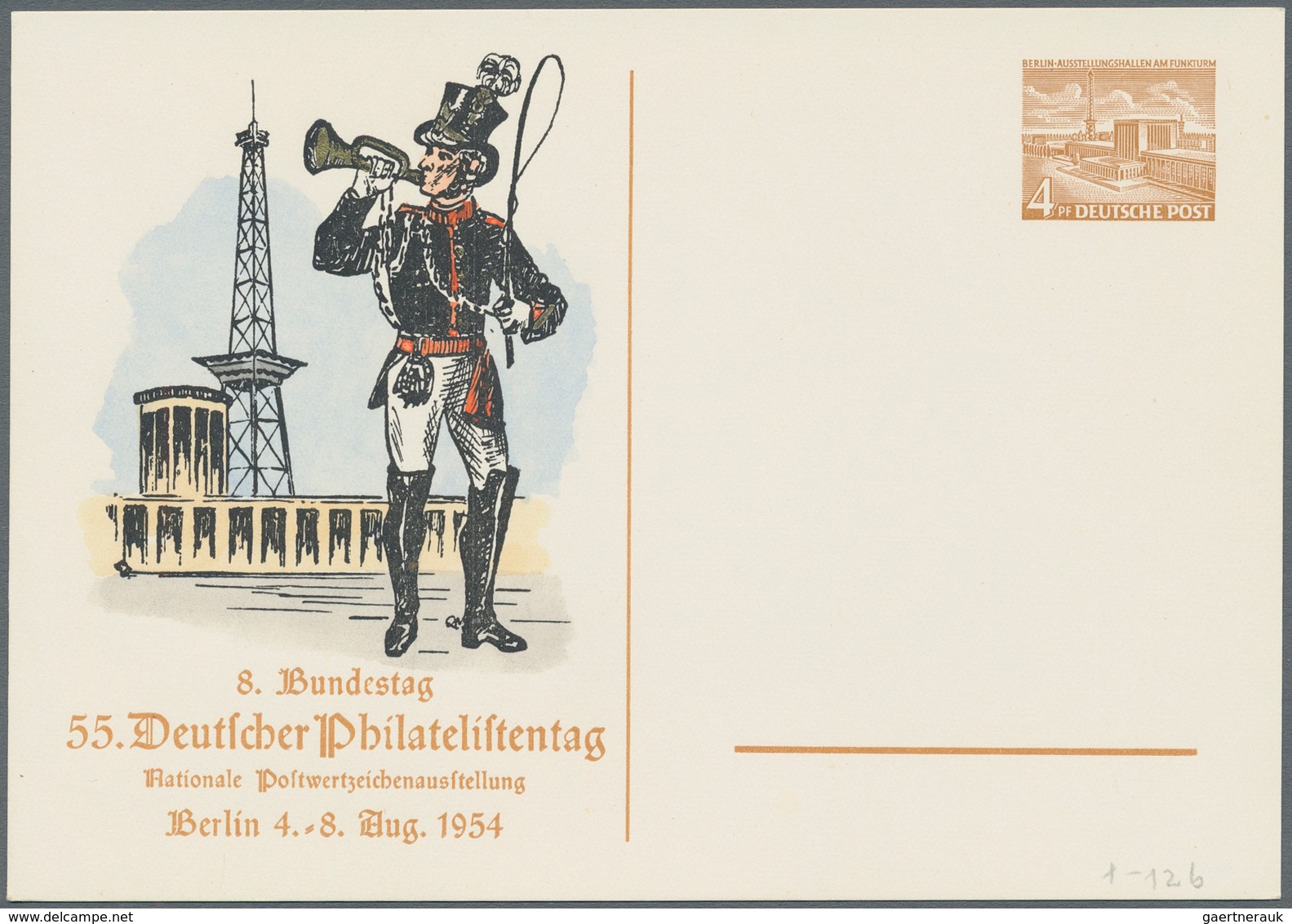 Berlin - Ganzsachen: 1954. Deutscher Philatelistentag. Lot Mit 4 Privat-Postkarten Berliner Bauwerke - Autres & Non Classés