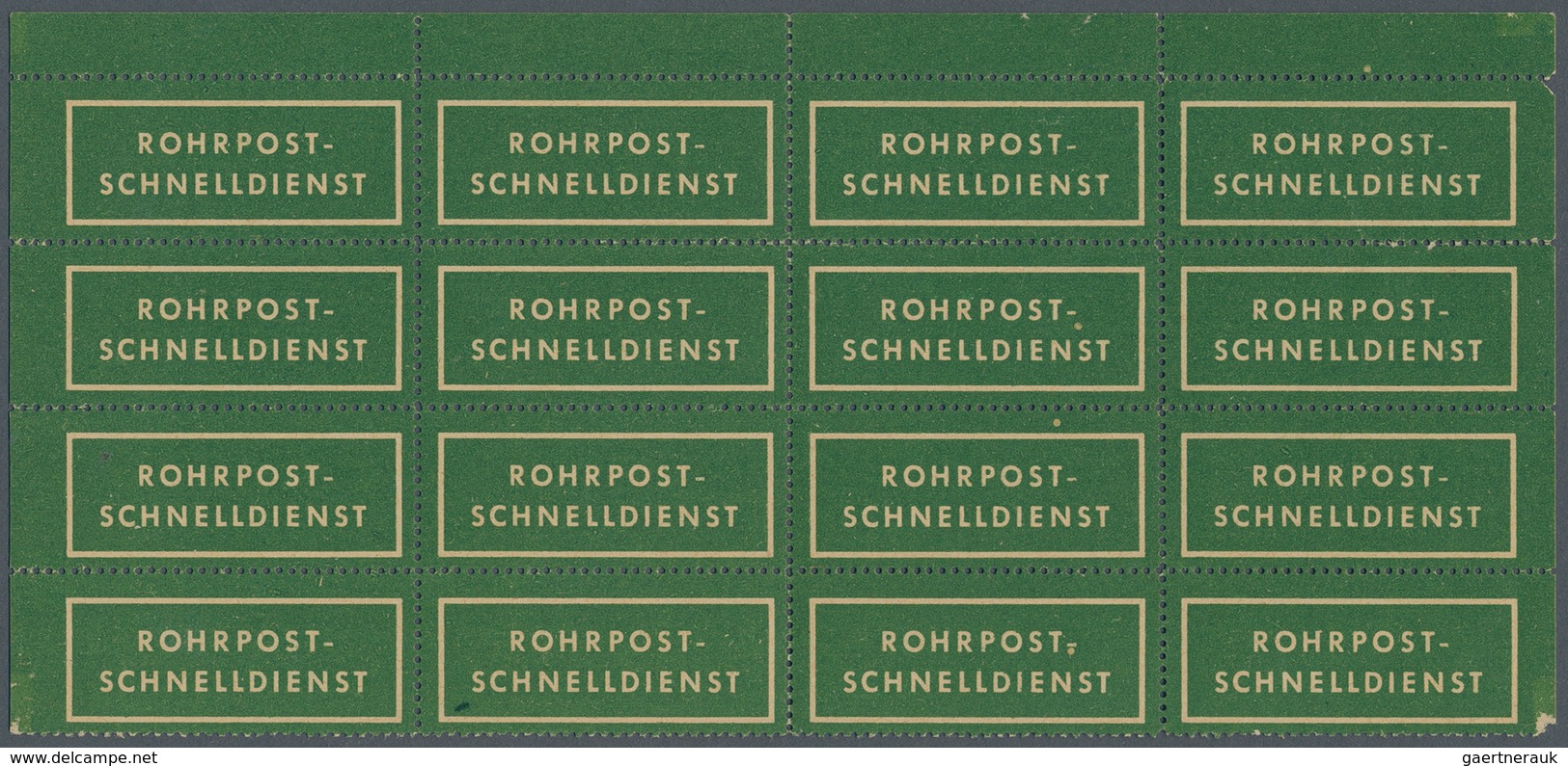 Berlin - Postschnelldienst: Rohrpost-Schnelldienst Grüner Aufkleber Für Die Sendungen Im Bogenteil Z - Covers & Documents