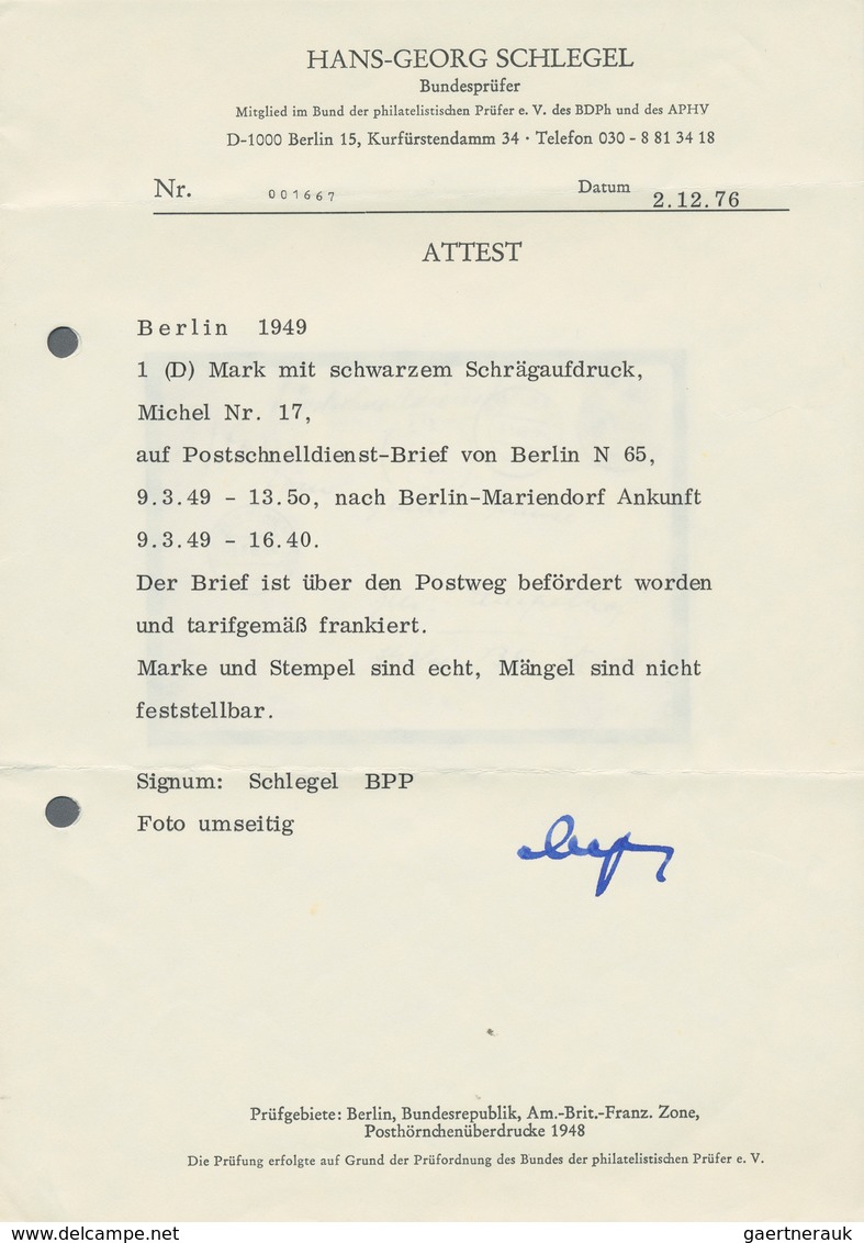 Berlin - Postschnelldienst: 2(Paar), 16 U. 80 Pf. Schwarzaufdruck Zusammen Auf Postschnelldienstbf. - Covers & Documents