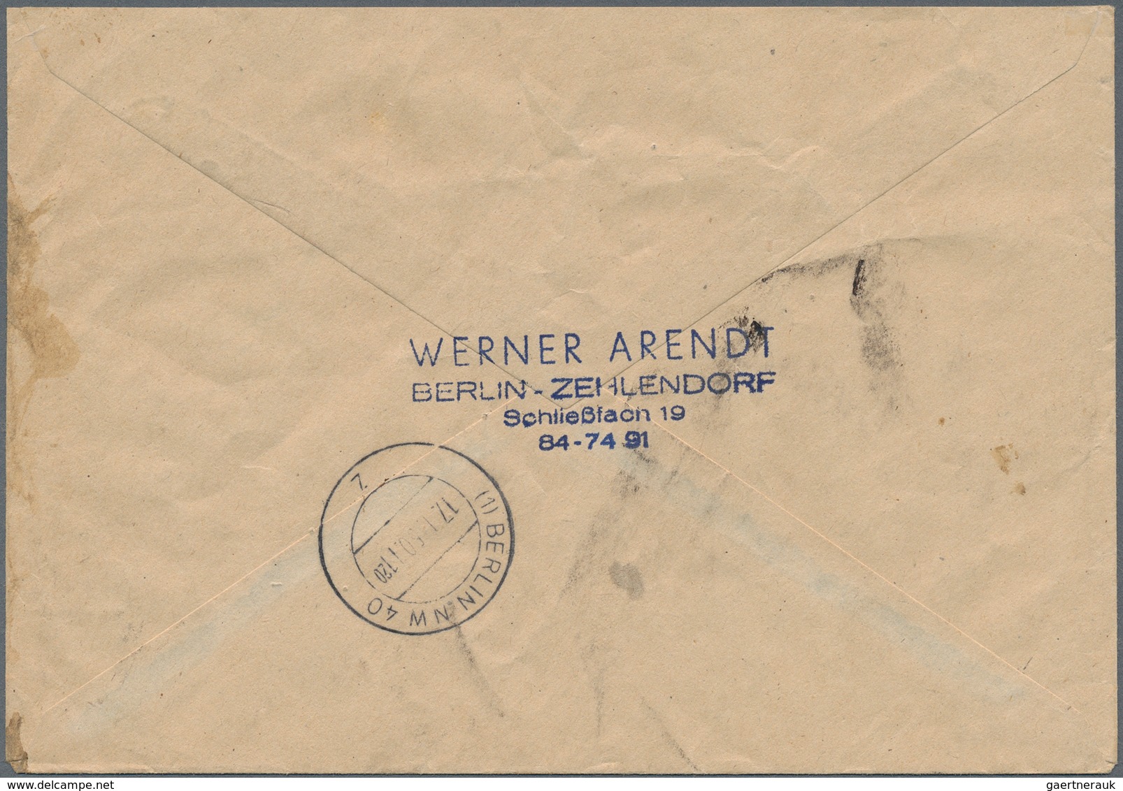 Berlin - Postschnelldienst: 20 U. 60 Pf. Rotaufdruck Zusammen Auf Postschnelldienstbf. Von Berlin-Ze - Briefe U. Dokumente