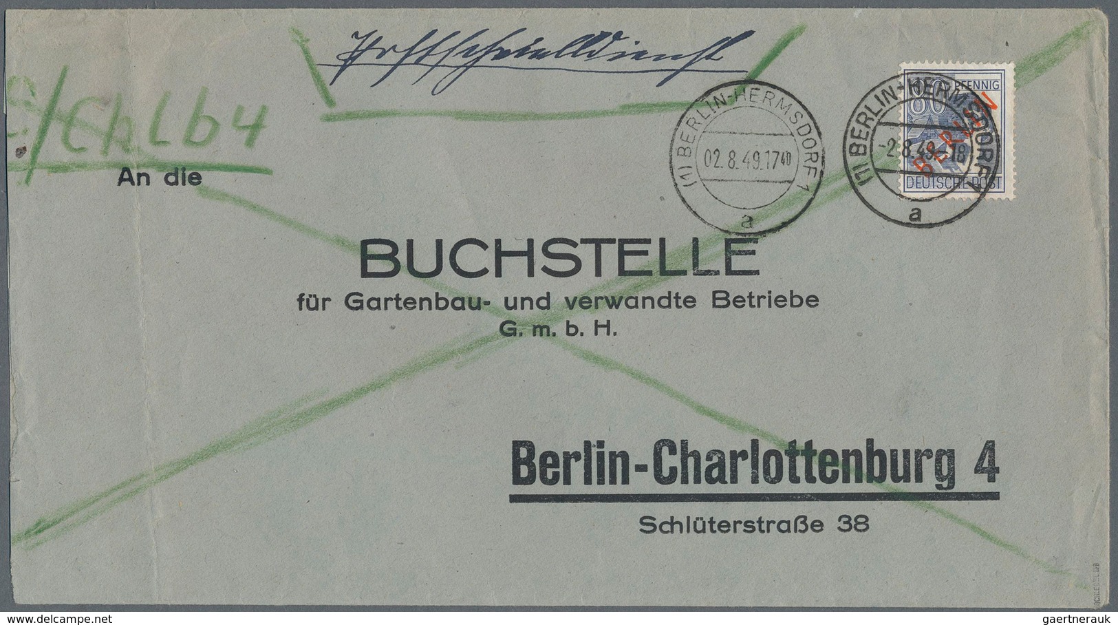 Berlin - Postschnelldienst: 80 Pf. Rotaufdruck Als EF Auf Postschnelldienstbf. Von Berlin-Hermsdorf - Lettres & Documents