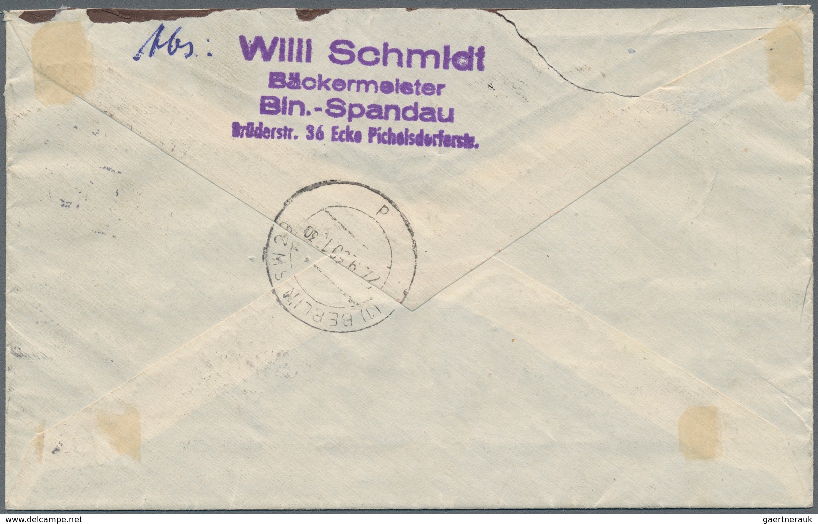 Berlin - Postschnelldienst: 30 U. 50 Pf. Bauten Zusammen Auf Postschnelldienstbf. Von Berlin-Spandau - Lettres & Documents