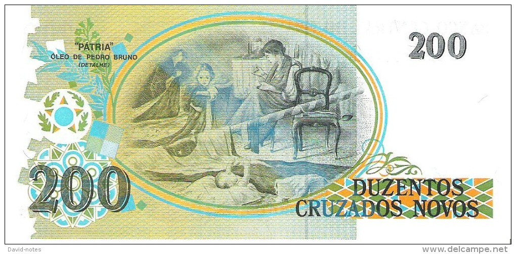 Brazil - Pick 225b - 200 Cruzados Novos = 200 Cruzeiros 1990 - Unc - Brasile