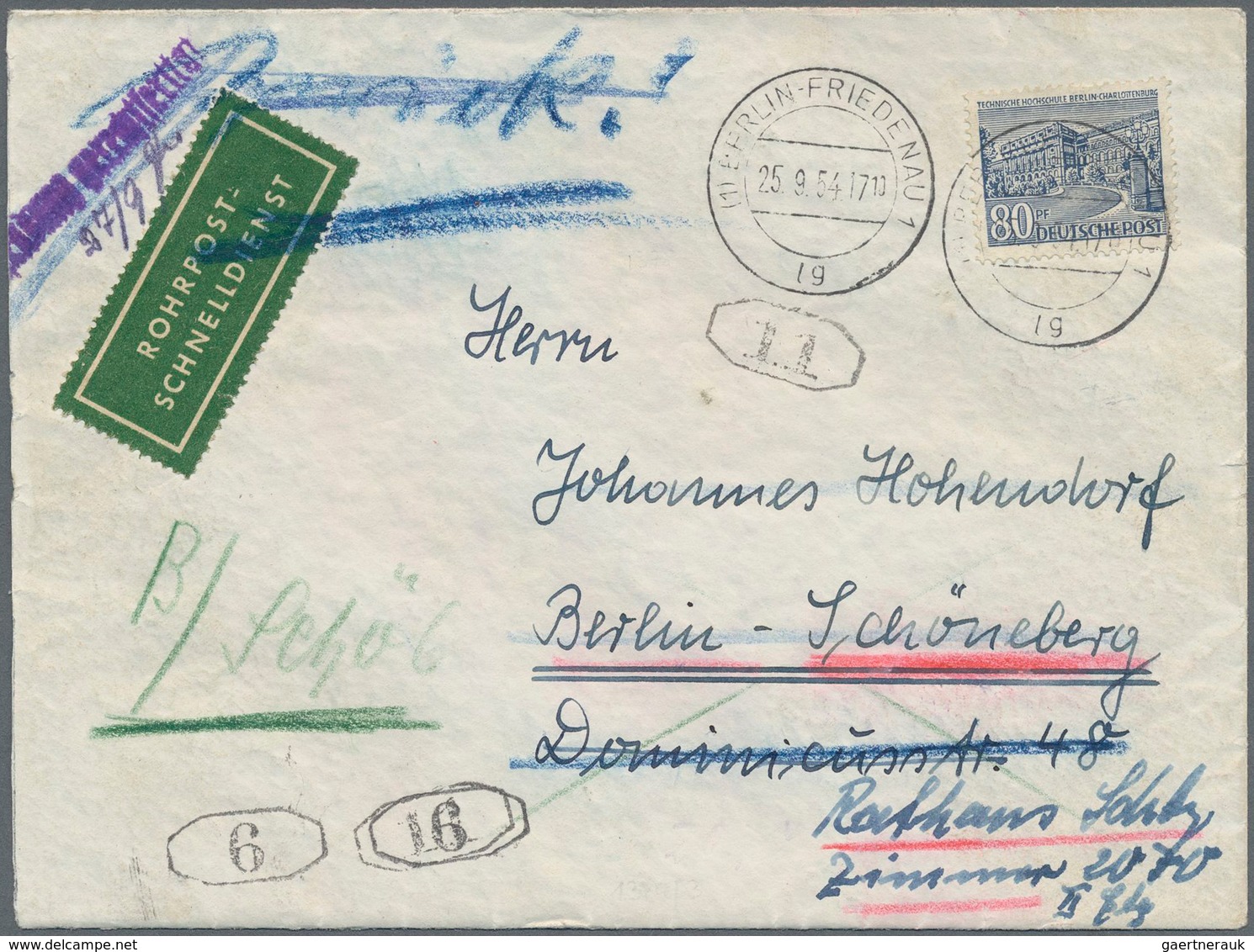Berlin - Postschnelldienst: 80 Pf. Bauten Als EF Auf Postschnelldienstbf. Von Berlin-Friedenau Vom 2 - Briefe U. Dokumente