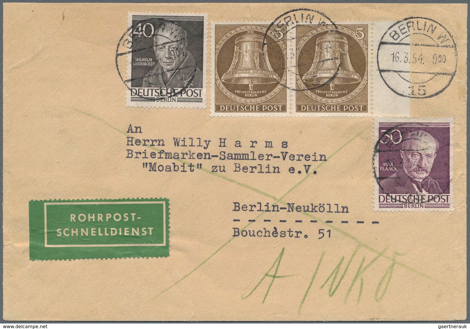 Berlin - Postschnelldienst: 30 U. 40 Pf. Männer I Mit Paar 5 Pf. Glocke Mitte Zusammen Auf Postschne - Briefe U. Dokumente