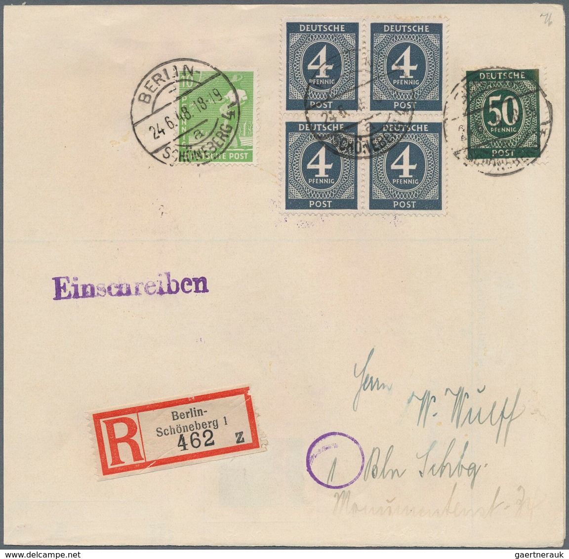 Berlin - Besonderheiten: 4(4er-Block) U. 50 Pf. Ziffer Mit 10 Pf. Arbeiter Auf Orts-R-Bf. Von Berlin - Sonstige & Ohne Zuordnung
