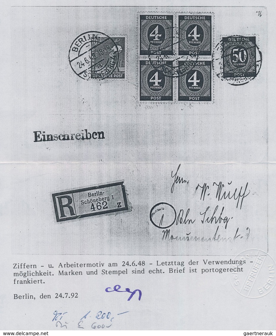 Berlin - Besonderheiten: 4(4er-Block) U. 50 Pf. Ziffer Mit 10 Pf. Arbeiter Auf Orts-R-Bf. Von Berlin - Other & Unclassified