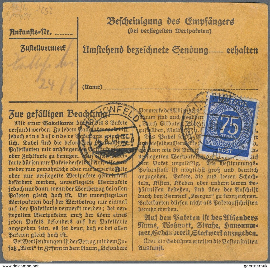 Berlin - Besonderheiten: 2 Mal 75 Pf. Ziffer U. 50 Pf. Arbeiter (vorder U. Rücks. Frankiert) Zusamme - Autres & Non Classés