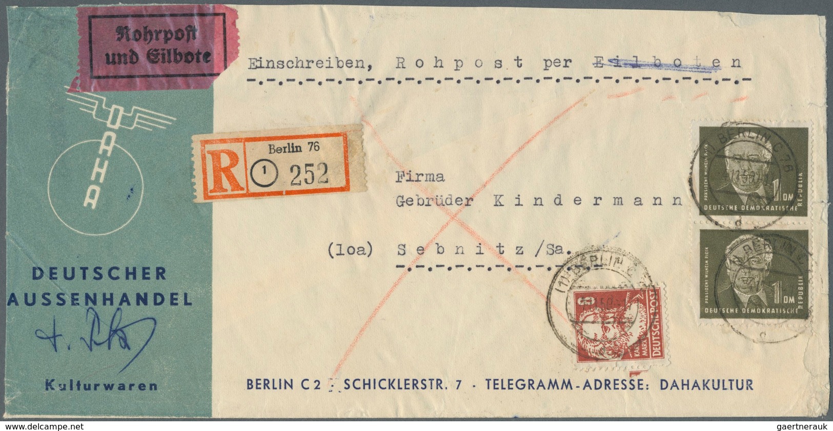 Berlin - Besonderheiten: 1950: Firmen-Langumschlag Deutscher Außenhandel Als Fern-Doppelbrief, Einsc - Autres & Non Classés