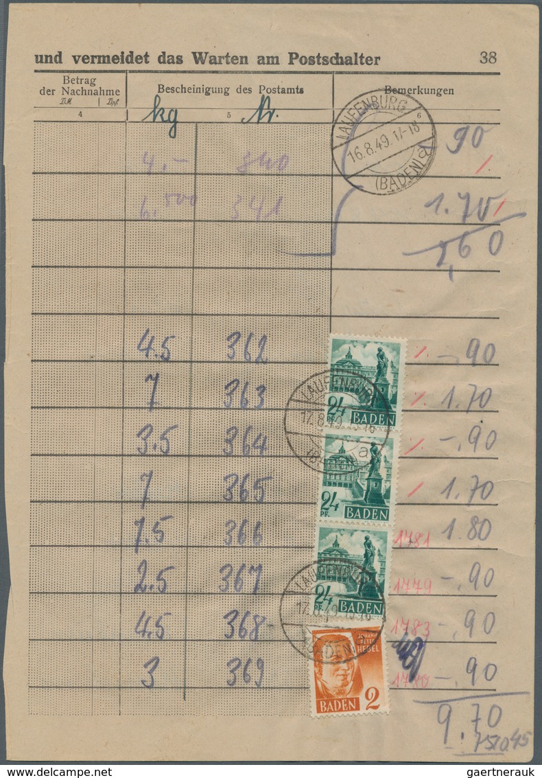 Französische Zone - Baden: 1949. Senkrechter 3er-Streifen 24 Pf Rastatt Und 2 Pf Hebel Als Verrechnu - Sonstige & Ohne Zuordnung