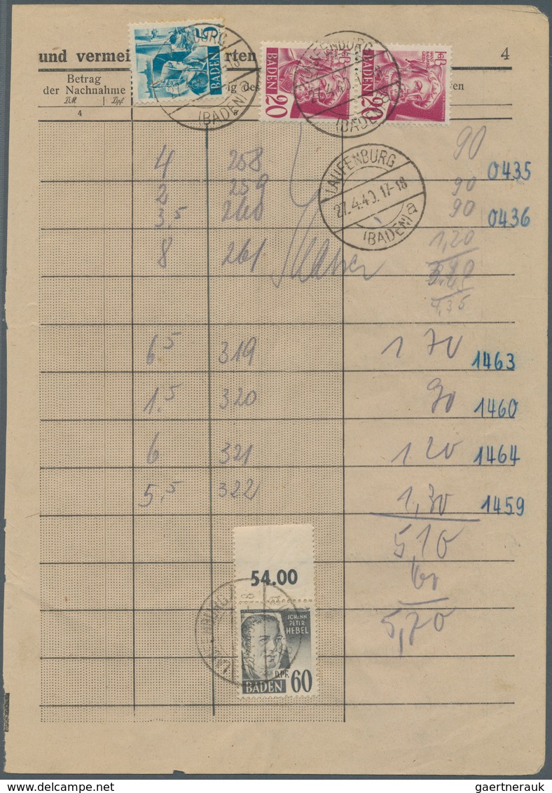 Französische Zone - Baden: 1949. Senkrechtes Paar 20 Pf Baldung, 5 Pf Mädel Und 60 Pf Hebel Als Verr - Sonstige & Ohne Zuordnung