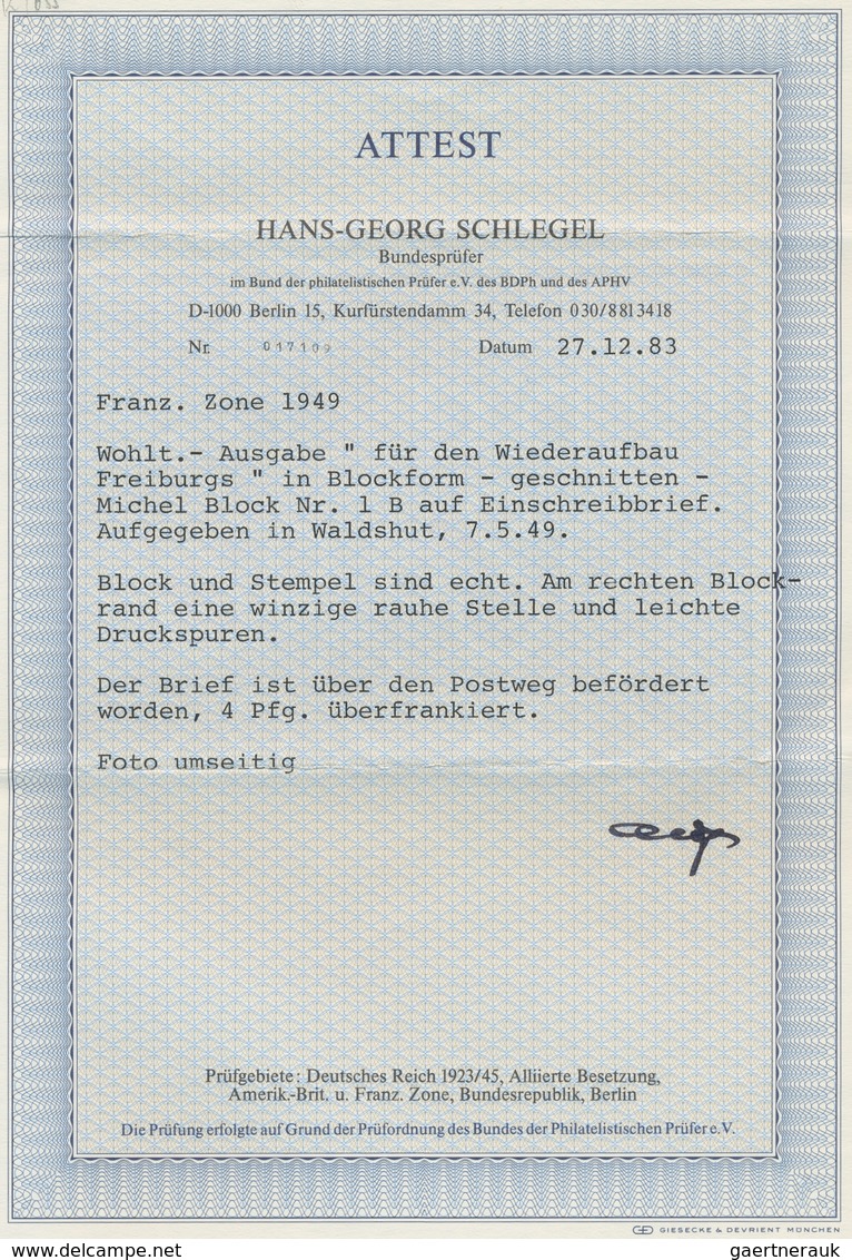 Französische Zone - Baden: 1949, "Wiederaufbau"-Blockpaar, Je Auf überfrank. R-Brief In Guter Erhalt - Autres & Non Classés