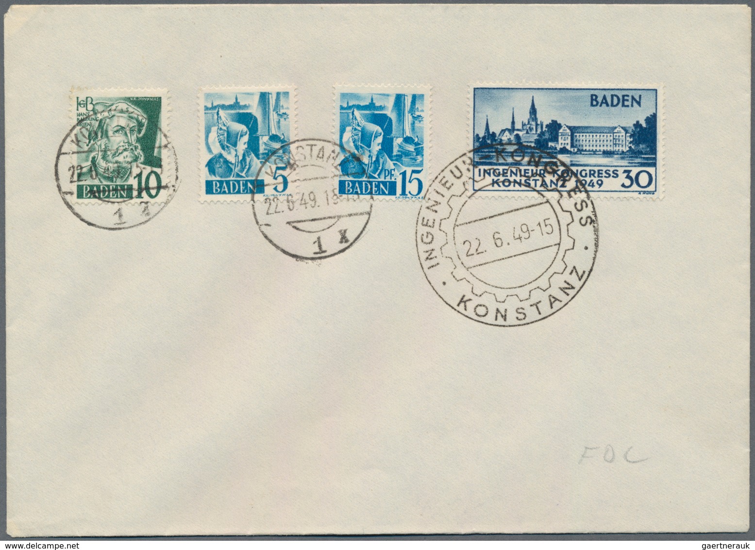 Französische Zone - Baden: 1949, "Konstanz I", Zweimal Auf FDC, Davon Einmal Portorichtig In Die Sch - Other & Unclassified