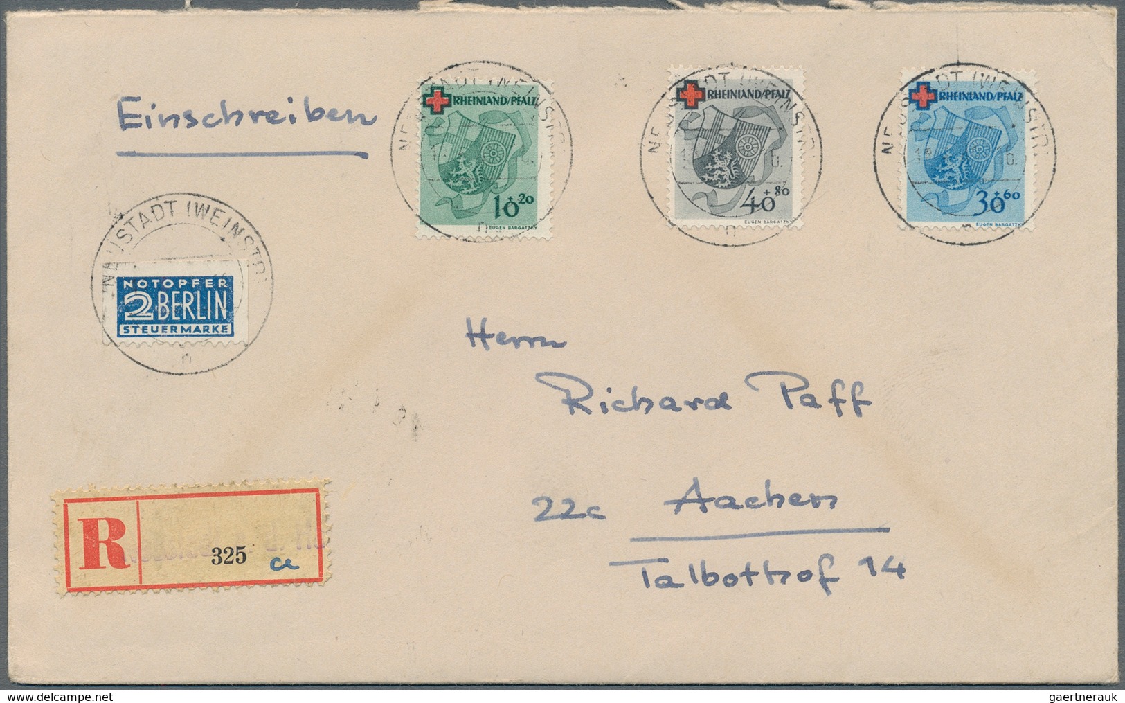 Französische Zone - Rheinland Pfalz: 1949, „Deutsches Rotes Kreuz”, Komplette Serie Und Block 1 Auf - Autres & Non Classés