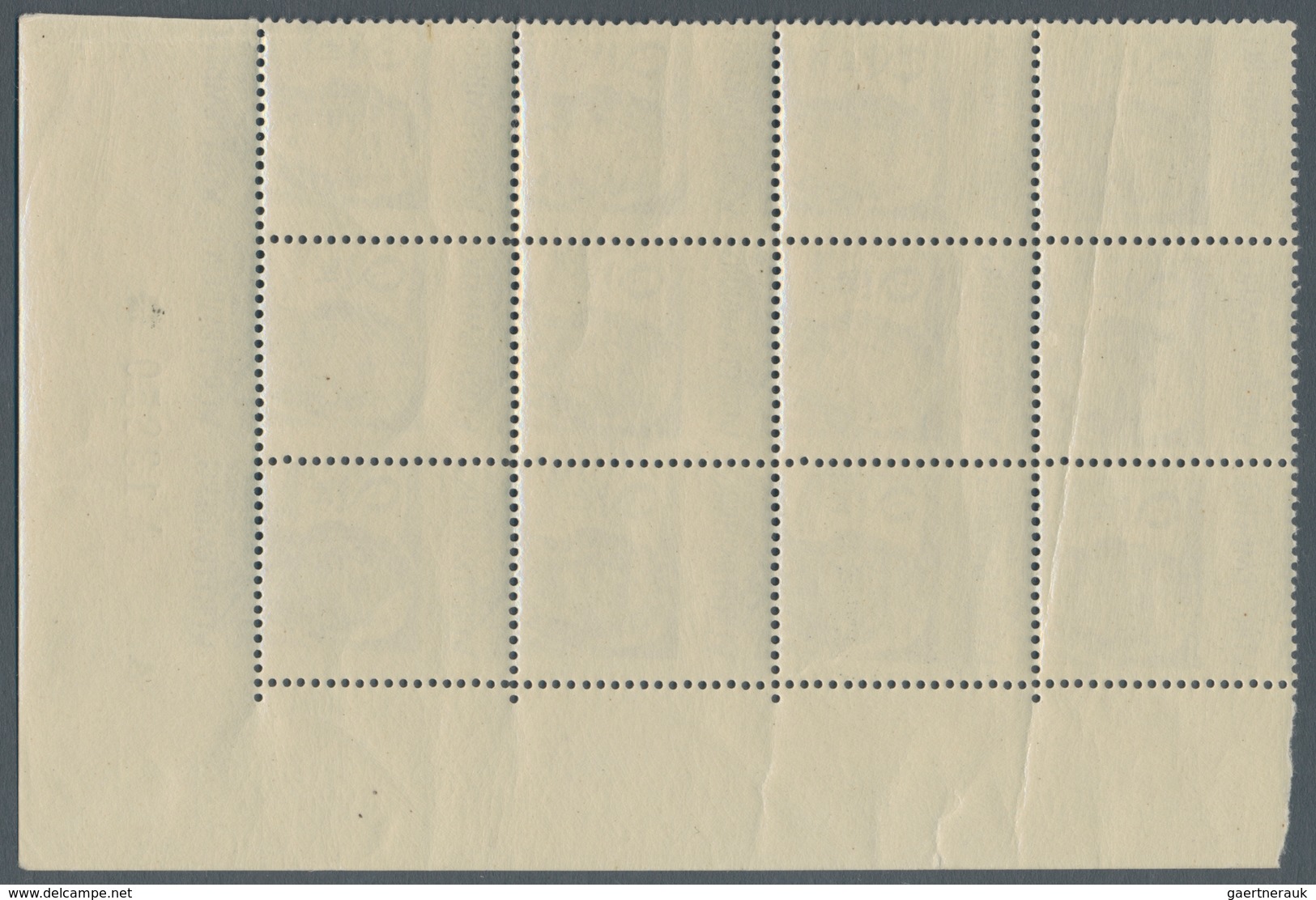 Französische Zone - Württemberg: 1947, 2 Pf. Grau, Stark Verzähnter Eckrand-12er Block Mit Druckverm - Other & Unclassified