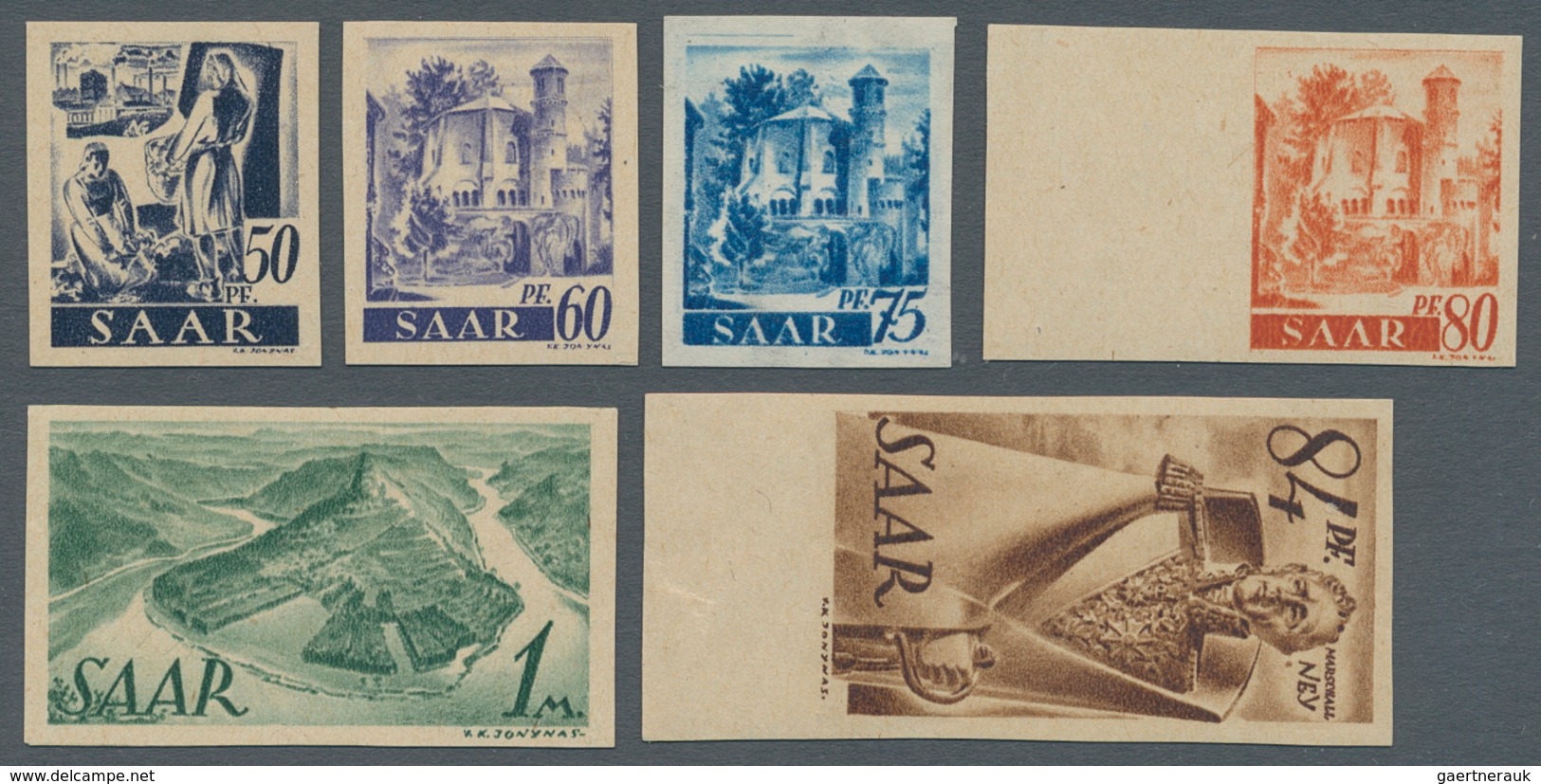 Saarland (1947/56): 1947, 2 Pfg. - 84 Pfg. Saar I Ungezähnt, Kpl. Satz Mit Allen 18 Bekannten Werten - Unused Stamps