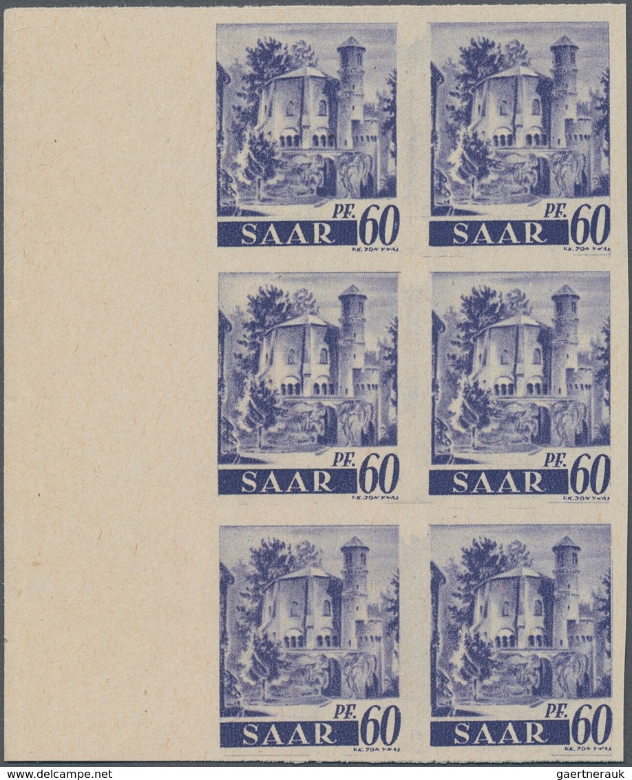 Saarland (1947/56): 1947, Freimarken "Saar I", 3 Pfg. Bis 60 Pfg., Zehn Werte Je In Ungezähnten 6er- - Neufs