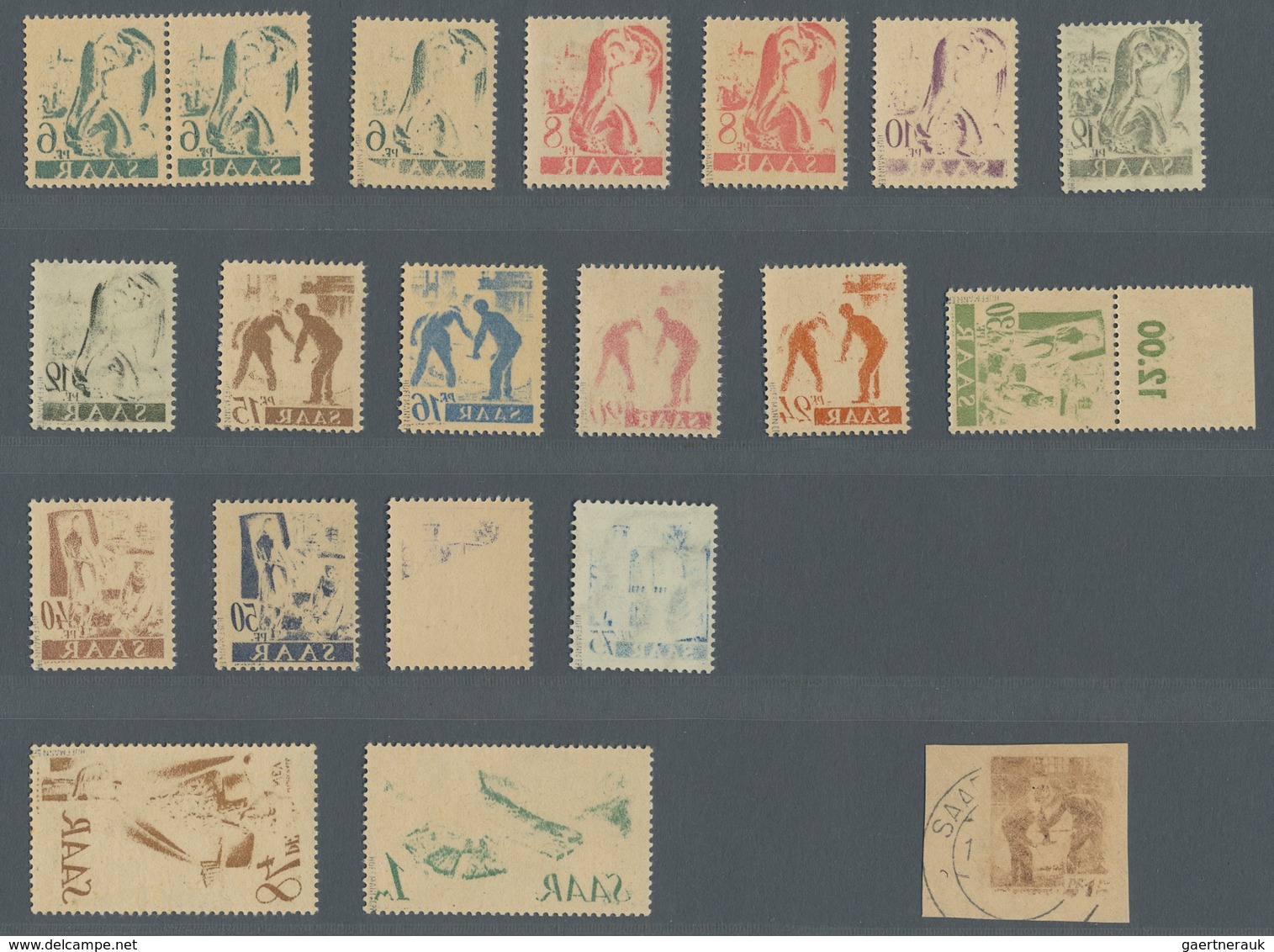 Saarland (1947/56): 1947, "Saar I", Zusammenstellung Von Insgesamt 28 Fast Nur Postfrischen Werten M - Unused Stamps