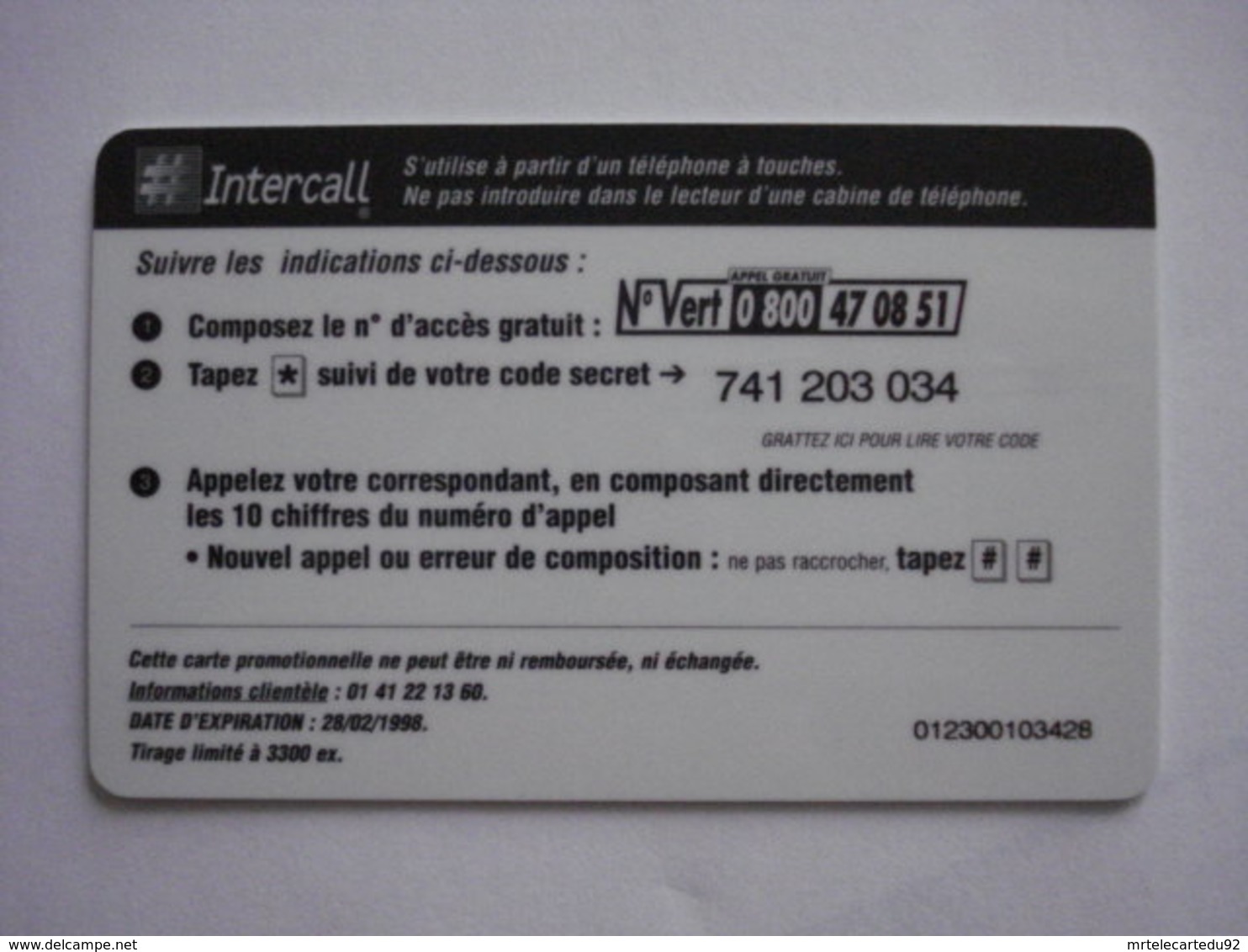 Carte Prépayée Française "INTERCALL" (utilisée Luxe). - Per Cellulari (ricariche)