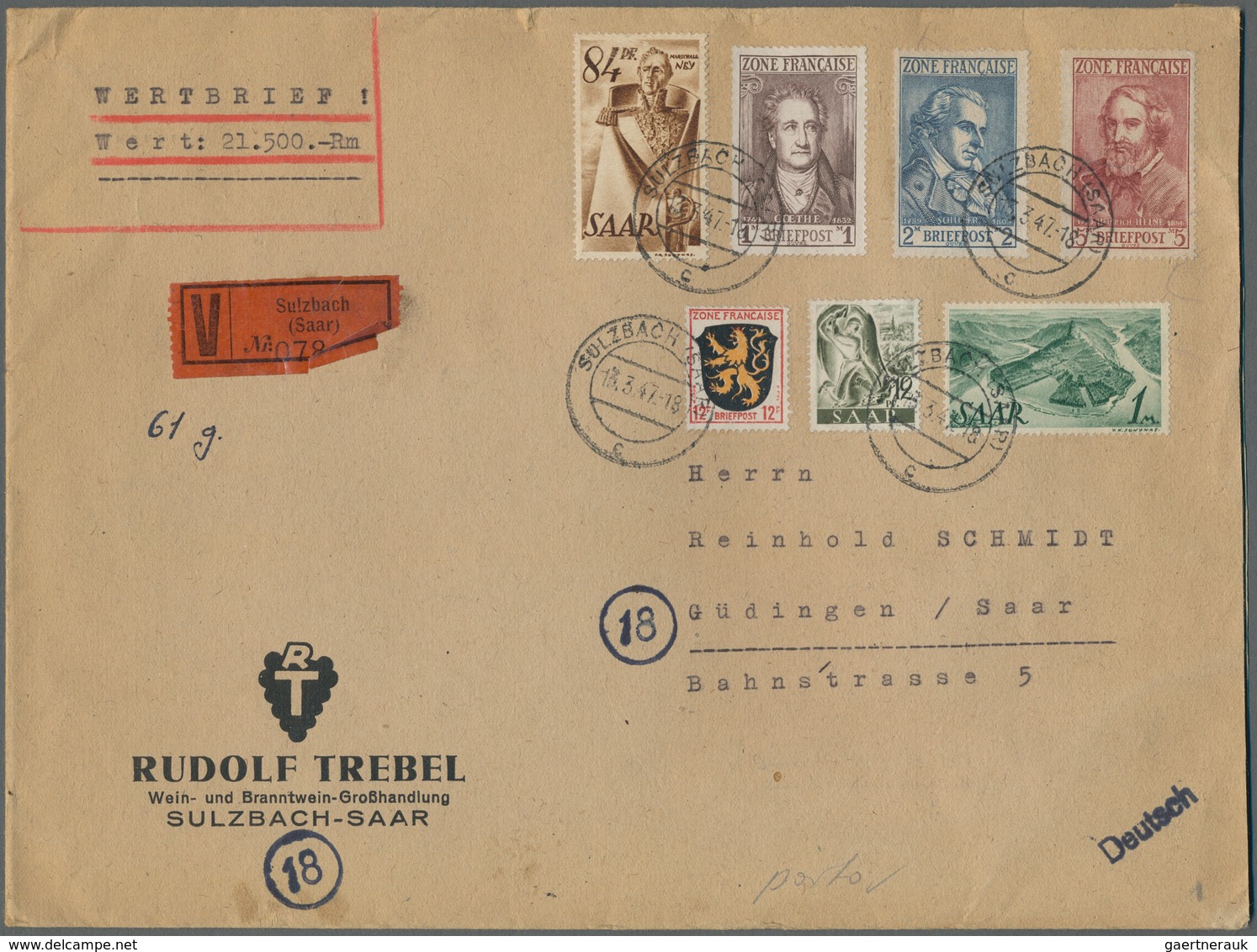 Saarland (1947/56): 1947, "84 Pfg. Und 1 Mk. Saar I" In MiF Mit FRZ Allg. Ausgabe 1-5 Mk Und Weitere - Unused Stamps