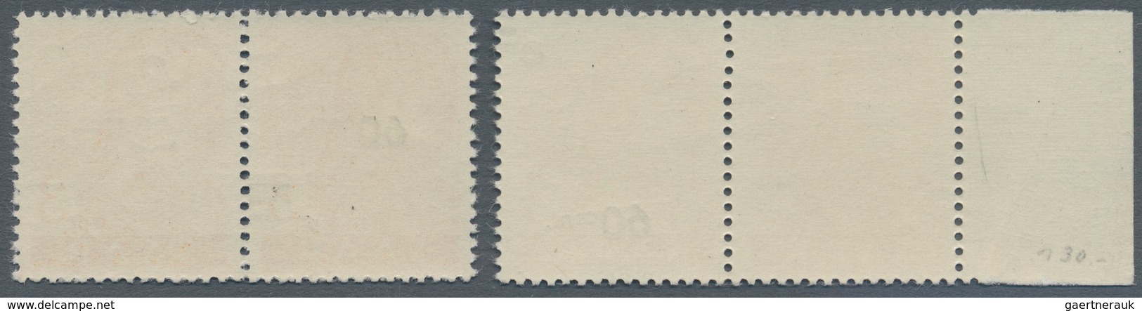 Saarland (1947/56): 1947, Freimarken-Aufdrucke, 60 C. Auf 3 Pfg. Orange, Zwei Waagerechte Paare Je " - Unused Stamps