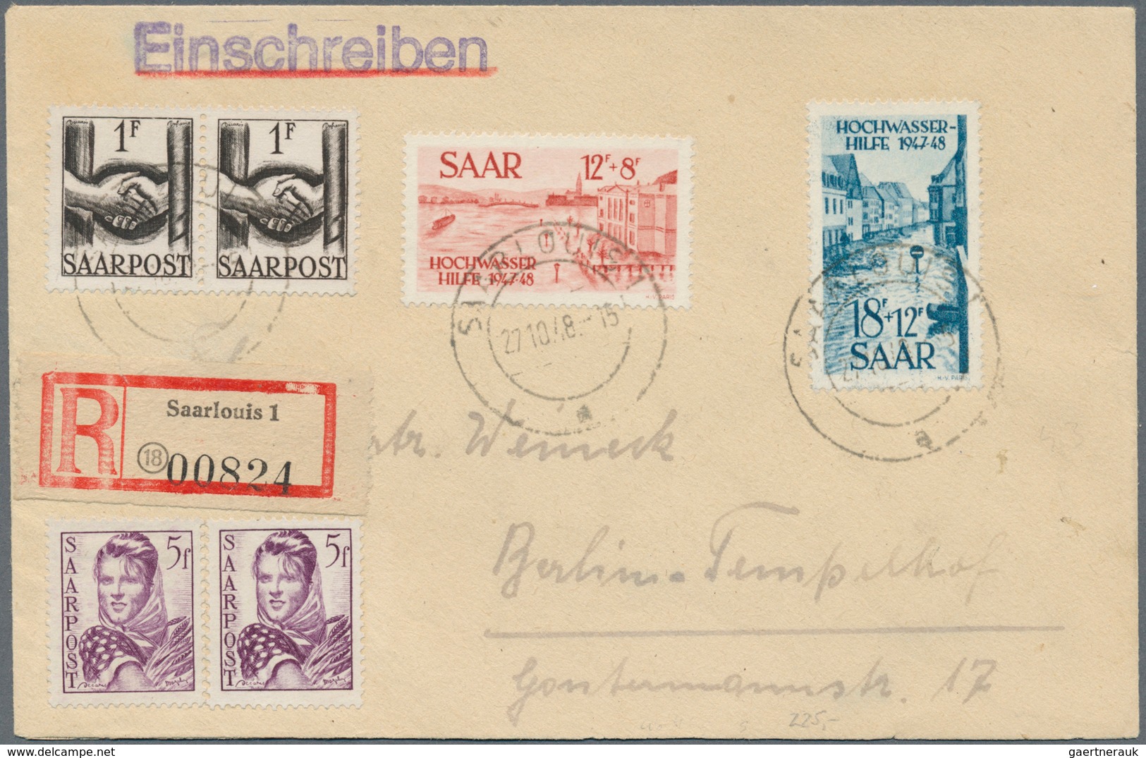 Saarland (1947/56): 1948, HOCHWASSERHILFE, Satzbrief Mit Kurzbefund Ney VPP, Sowie Zwei Einschreiben - Unused Stamps