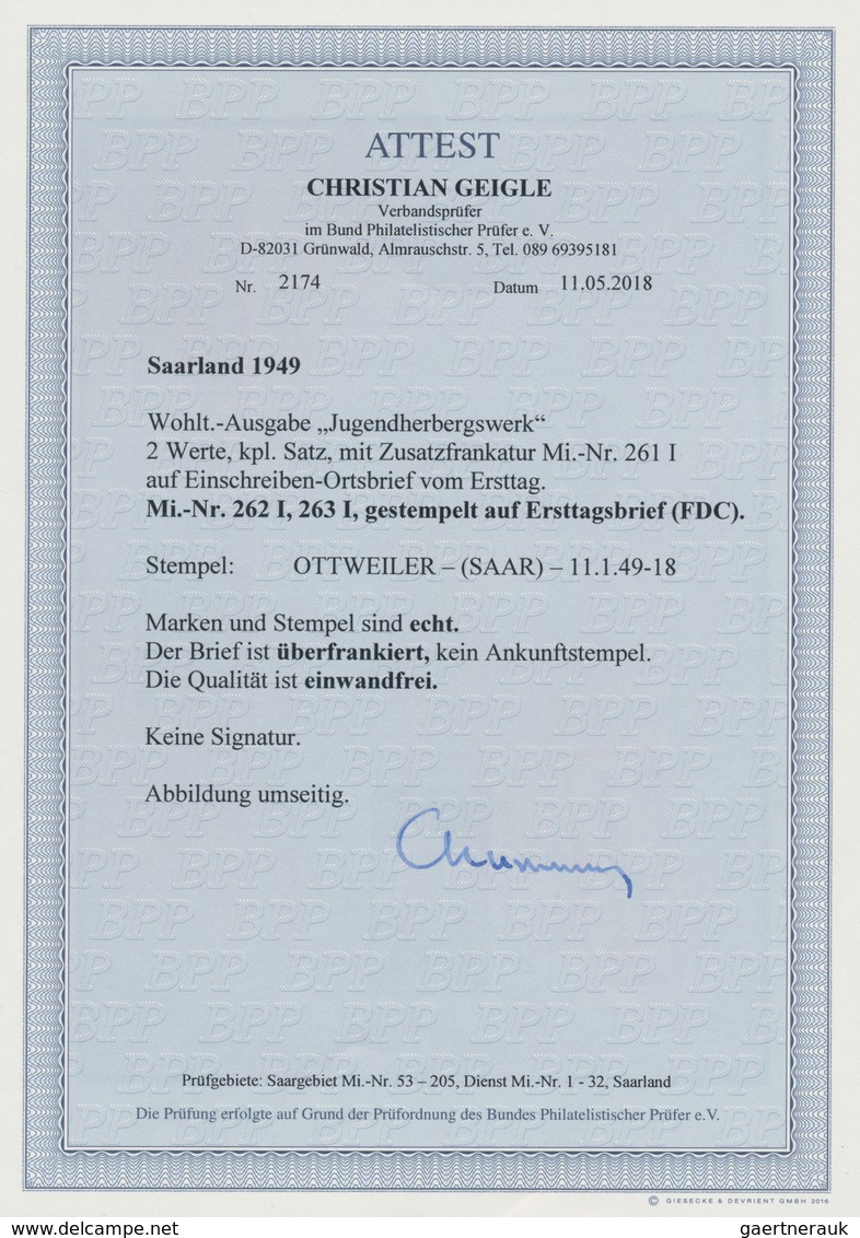 Saarland (1947/56): 1949, Jugendherbergswerk, Beide Werte In Type I, Mit Beifrankatur Auf (überfrank - Unused Stamps