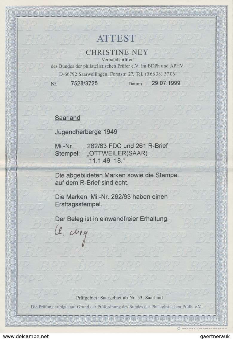 Saarland (1947/56): 1949, Jugendherbergswerk, Beide Werte In Type I, Mit Beifrankatur Auf (überfrank - Ungebraucht