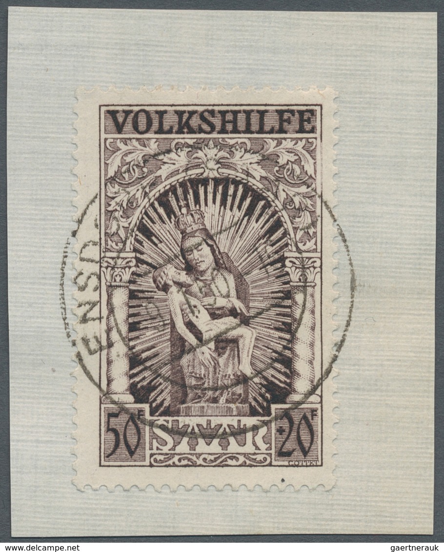 Saarland (1947/56): 1949, Volkshilfesatz 5 Werte Komplett Jeweils Auf Briefstück Mit Meist Zentrisch - Unused Stamps