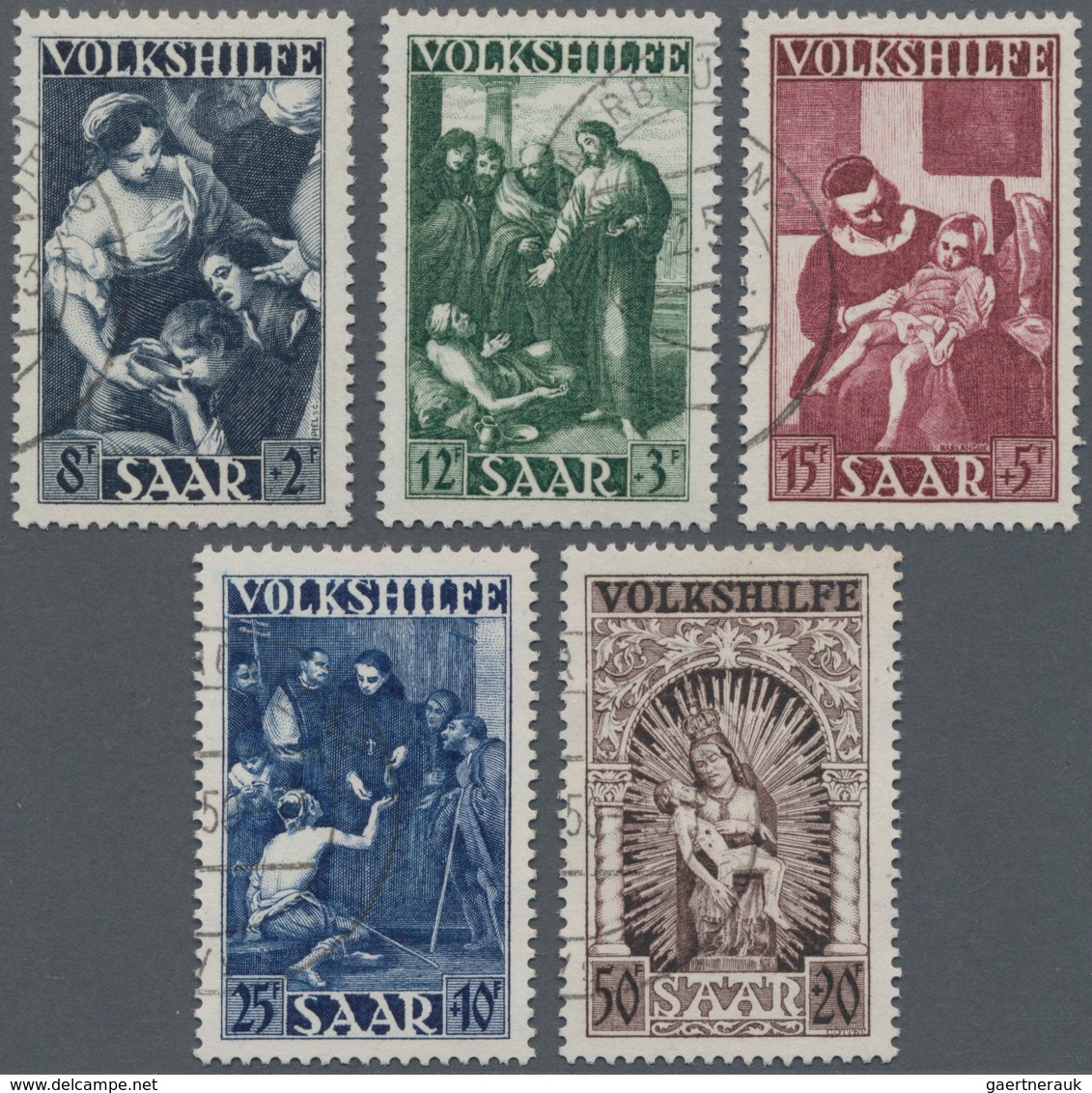 Saarland (1947/56): 1949, 8+2 Bis 50+20 Fr Volkshilfe Komplett Sauber Gestempelt, Fotoattest BPP, Mi - Unused Stamps