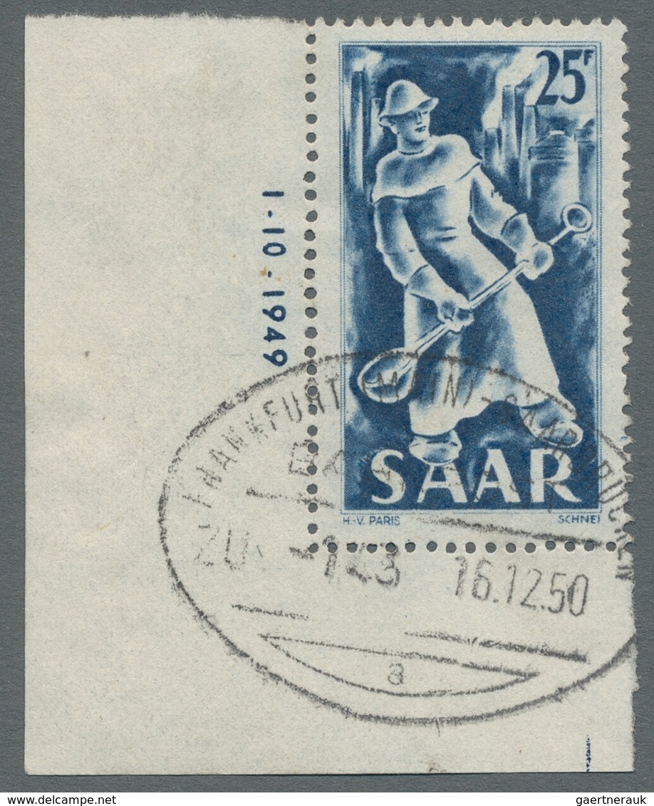 Saarland (1947/56): 1949, "Saar IV" Komplett Je Als Eckrandwert Mit Druckdatum, Gestempelter Satz, T - Unused Stamps