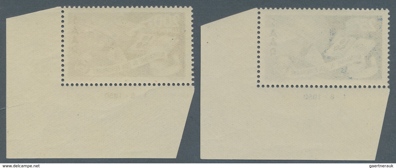 Saarland (1947/56): 1950, 25 Und 200 Fr Aus Der Rechten Unteren Bogenecke Mit DRUCKDATUM "1.8.1950", - Unused Stamps