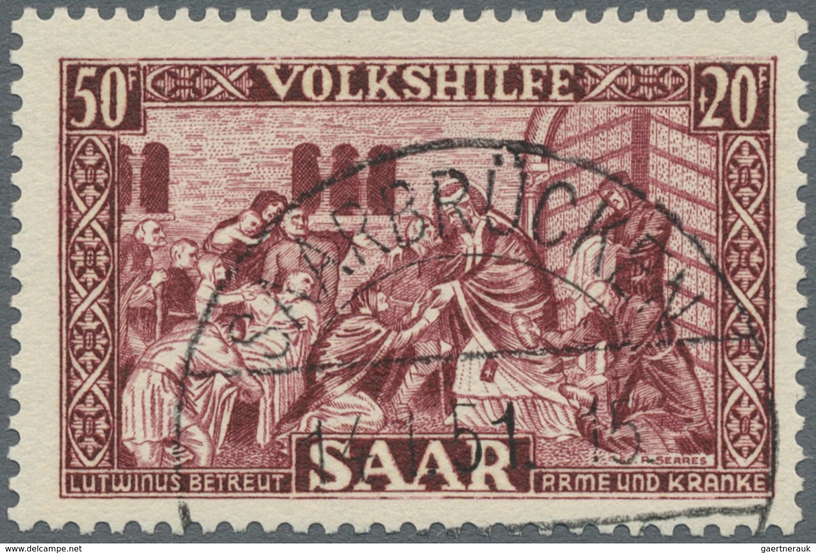 Saarland (1947/56): 1950, Volkshilfe 8 Bis 25 Franc Zusammen Mit Einigen Freimarken Blankoentwertet - Unused Stamps