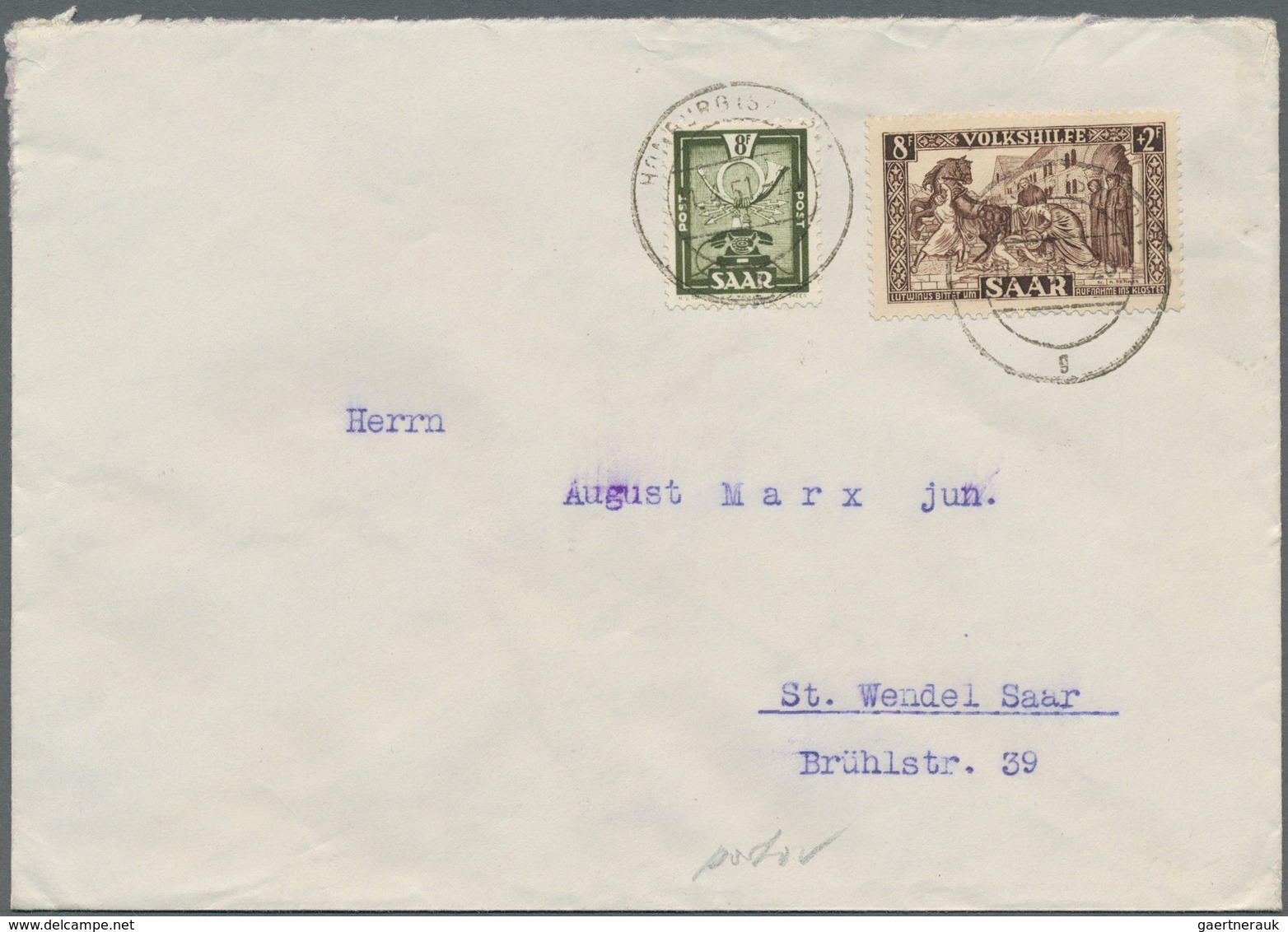 Saarland (1947/56): 1950, "Volkshilfe 1950" Weit überkomplett (insgesamt Neun Werte) Auf Neun Belege - Unused Stamps