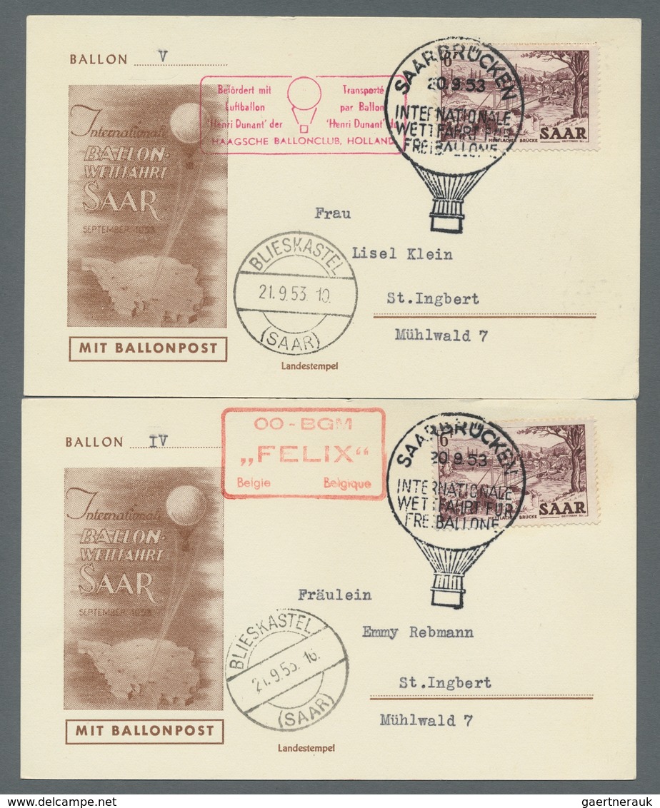 Saarland (1947/56): 1953 - Zuleitung Saar Zur Internat. Wettfahrt Für Freiballone, Komplette Serie B - Unused Stamps