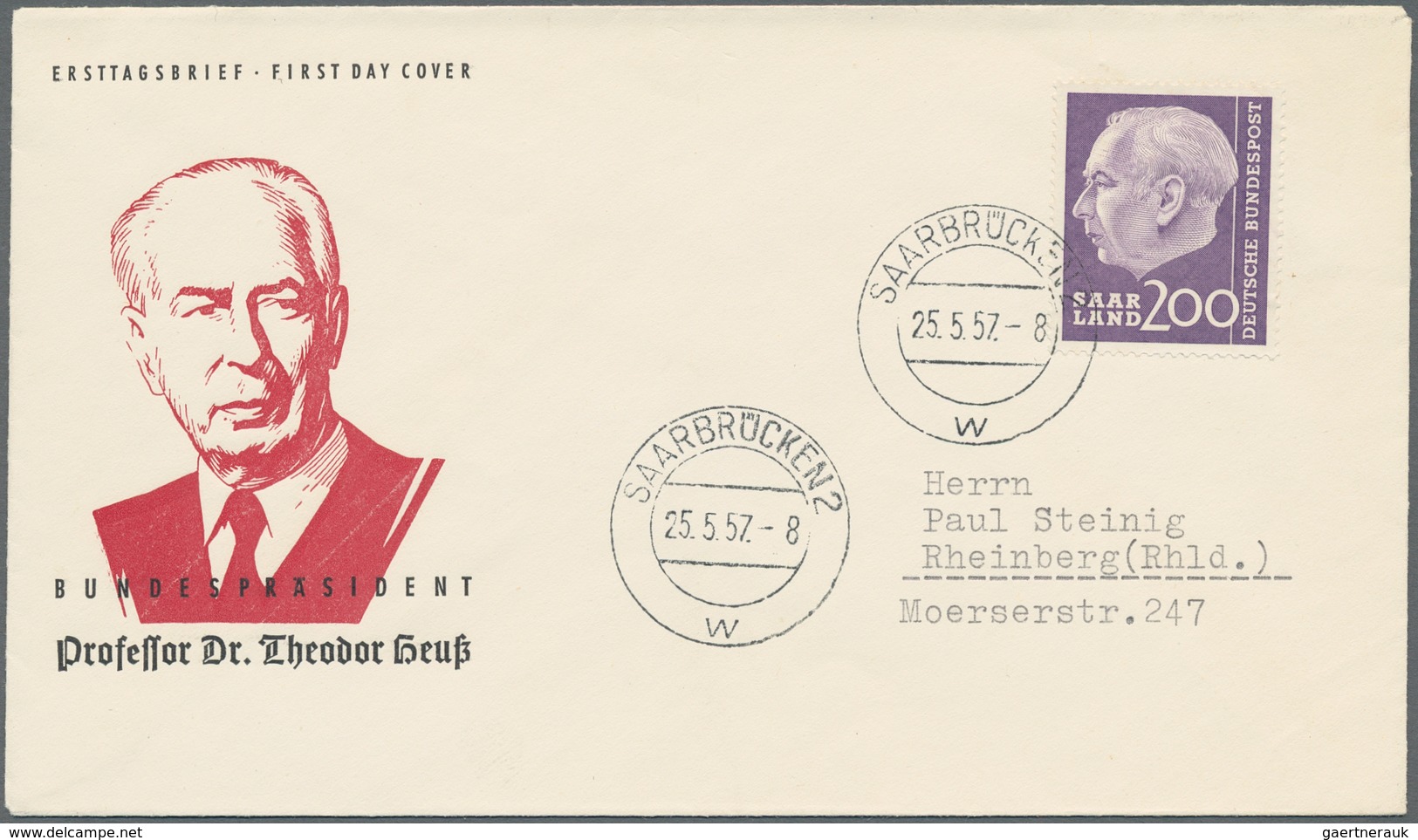 Saarland (1957/59) - OPD Saarbrücken: 1957, "Heuss I Und II"-Partie Von 30 FDC Mit U.a. 3 Kompletten - Used Stamps