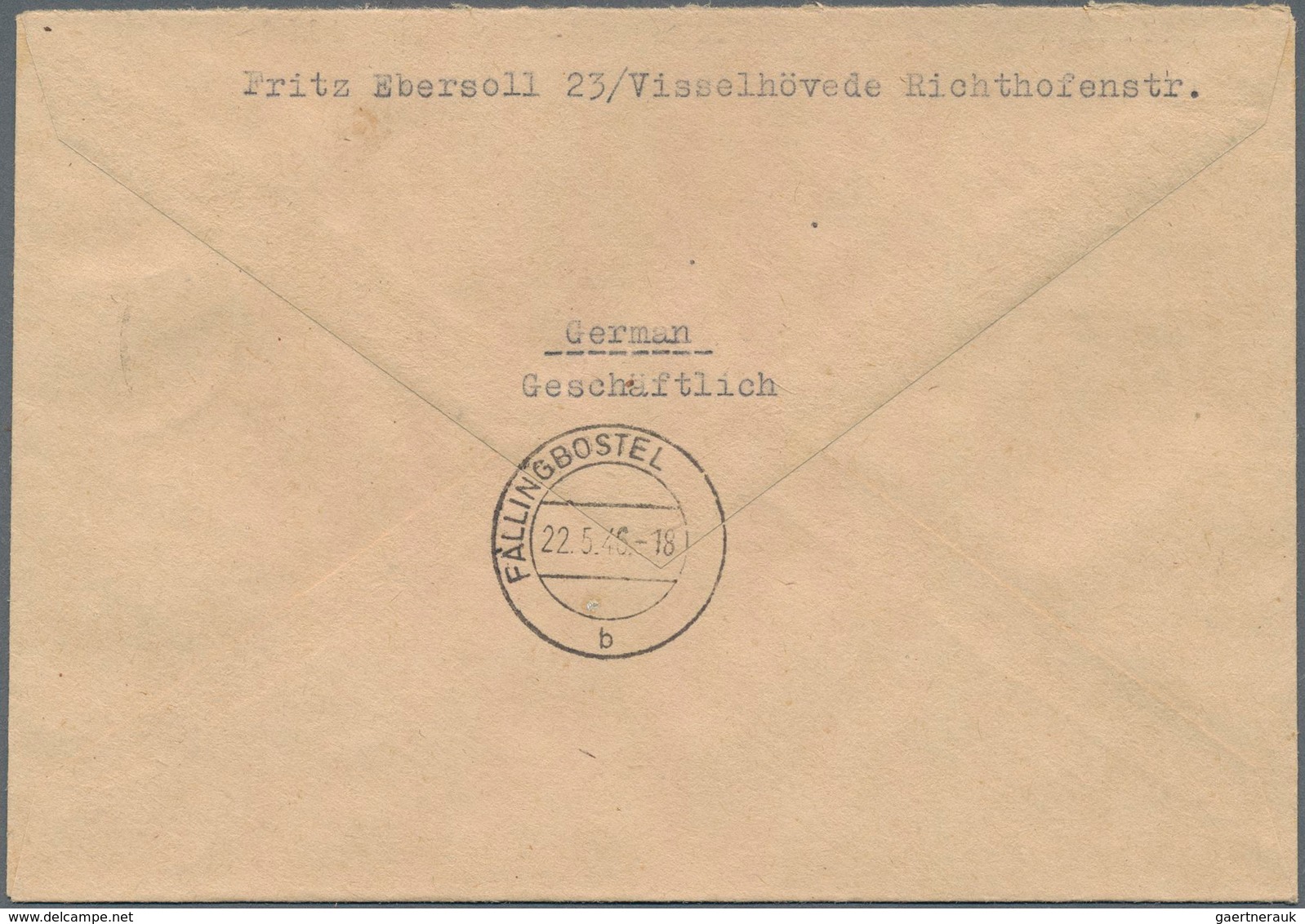 Bizone: 1946, AM-Post 8 Pf Und 1 RM Als Portogerechte Mischfrankatur Auf R-Brief Ab "VISSELHÖVEDE B - Sonstige & Ohne Zuordnung