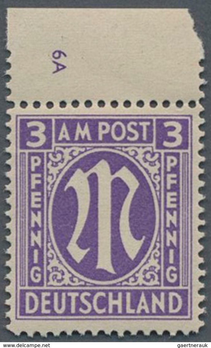 Bizone: 1945/46. 3 Pfg "AM POST, Englischer Druck, FArbe Dunkelbläulichviolett, Gezähnt L 14 1/4 X 1 - Sonstige & Ohne Zuordnung