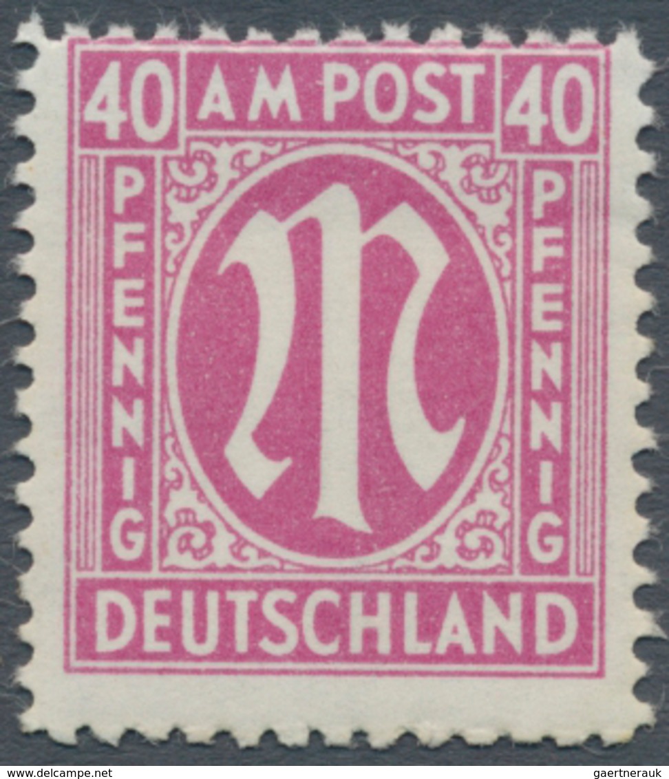 Bizone: 1945, 40 Pfg. AM-POST Rotlila Mit Zähnung A, Postfrisch, "echt Und Einwandfrei", Fotoattest - Other & Unclassified