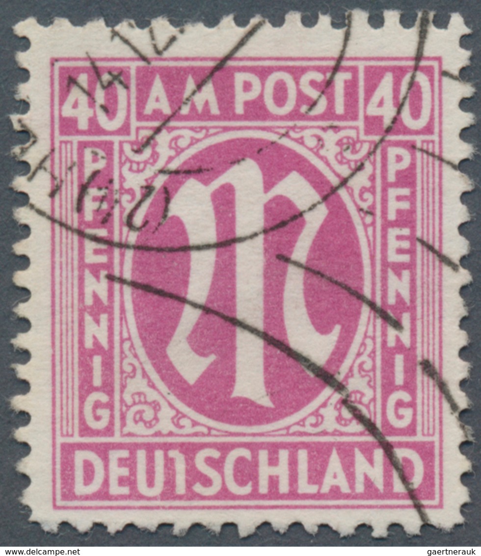 Bizone: 1945/1946, 40 Pfg. AM-Post Rosakarmin In Zähnung L 11 X 11 1/2 Entwertet (24) HAMBURG- WANSB - Other & Unclassified