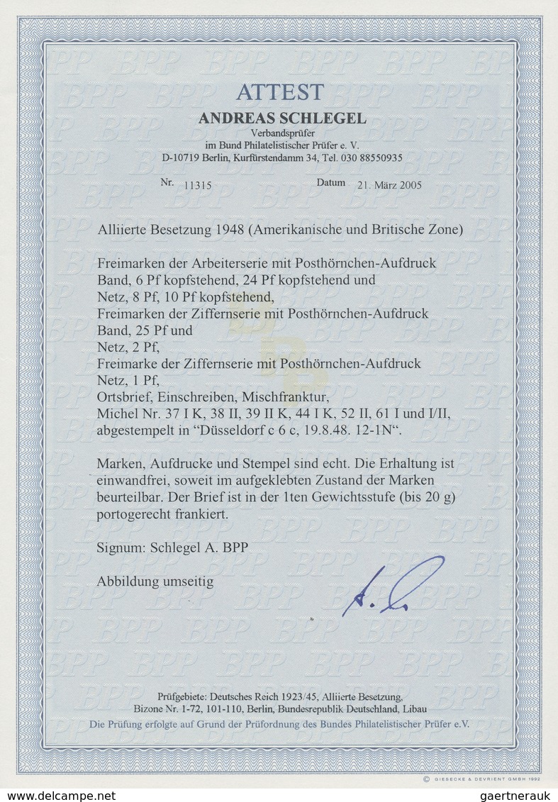 Bizone: 1948, Freimarken Arbeiter 6 Pf, 10 Pf Und 24 Pf Mit Kopfstehendem Bandaufdruck Und Zusatzfra - Sonstige & Ohne Zuordnung