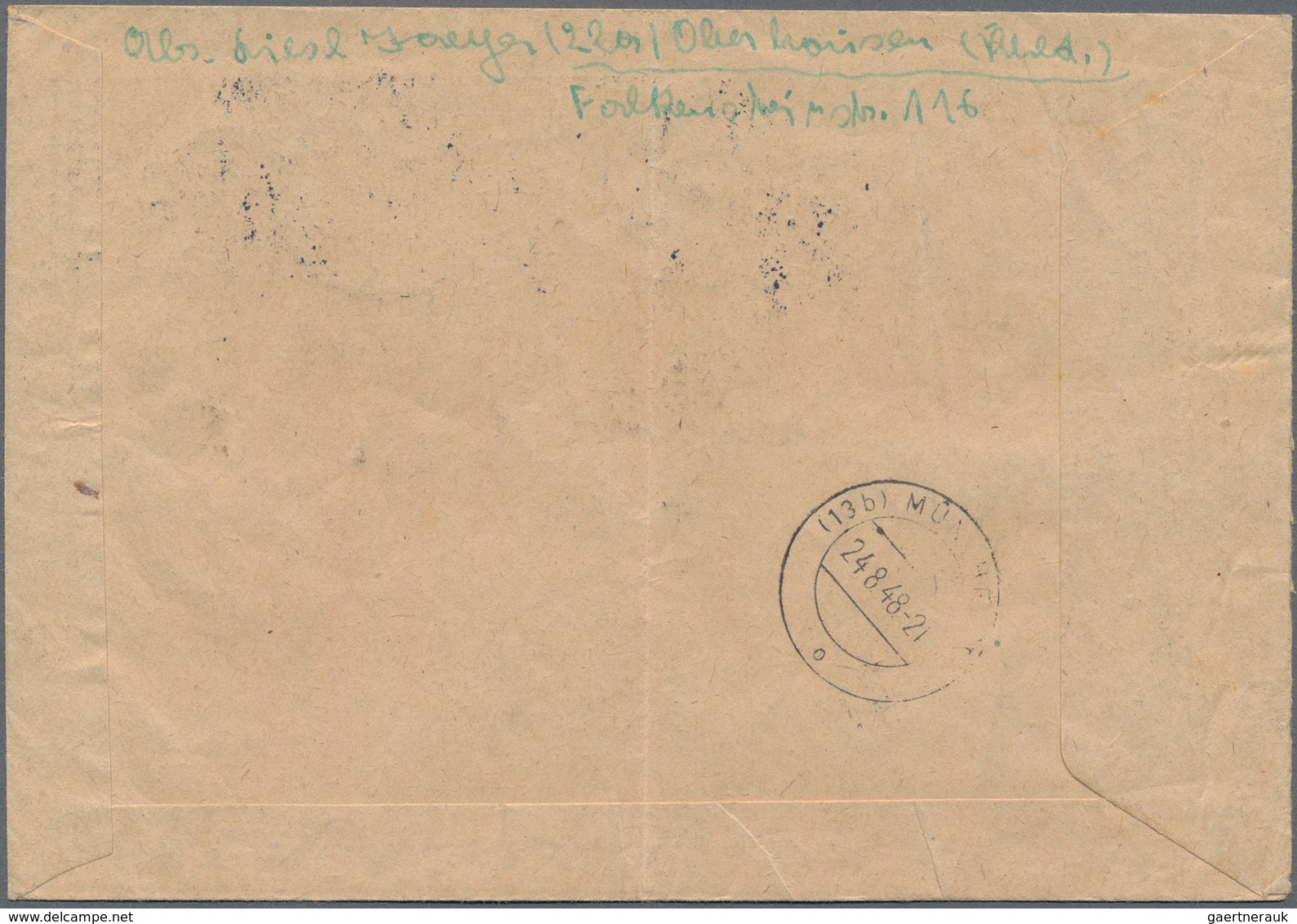Bizone: 1948. Eilboten-R-Brief Mit 25, 60 Und 80 Pf Netz Je Kopfstehender Aufdruck. Der Brief Ist 1 - Other & Unclassified