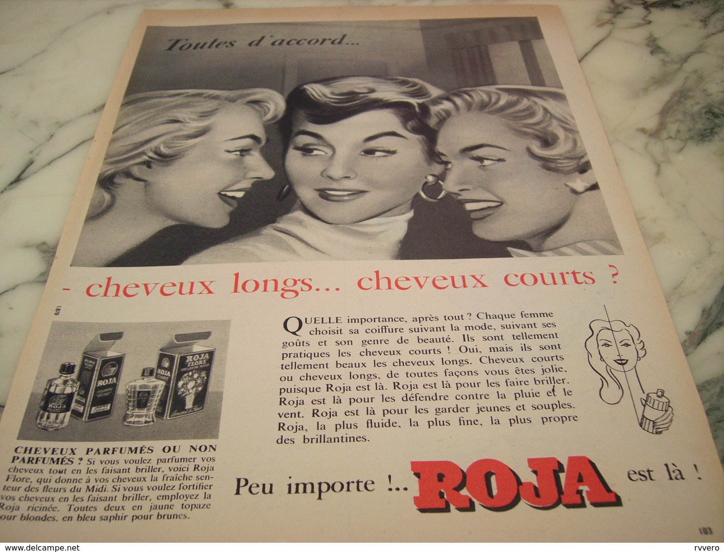 ANCIENNE PUBLICITE CHEVEUX LONGS OU COURTS   ROJA  1955 - Autres & Non Classés