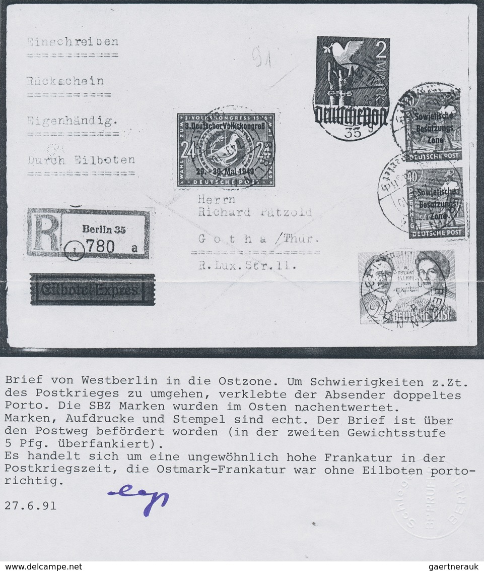 Bundesrepublik Und Berlin - Postkrieg: 2 DM Rotaufdruck Mit SBZ Paar 40 Pf. Arbeiter Mit Aufdruck, L - Autres & Non Classés