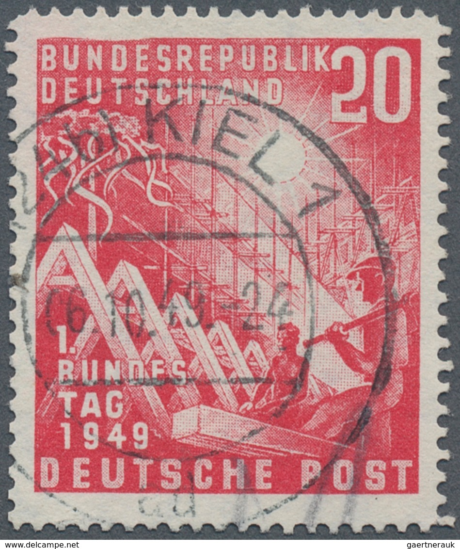 Bundesrepublik Deutschland: 1949 Bundestag 20 Pf. Rosarot Mit Markantem Plattenfehler "Bildrand über - Covers & Documents
