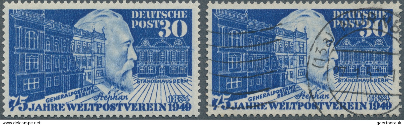 Bundesrepublik Deutschland: 1949, Weltpostverein 30 Pf Mit PLATTENFEHLER III "zweite Figur Von Recht - Lettres & Documents