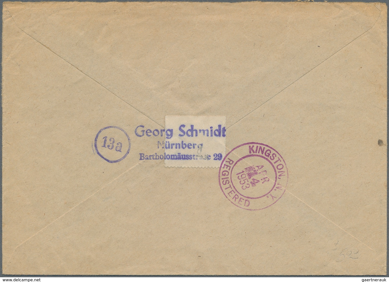 Bundesrepublik Deutschland: 1953, 70 Pfg. Posthorn Als Portogerechte Einzelfrankatur Auf Einschreibe - Covers & Documents