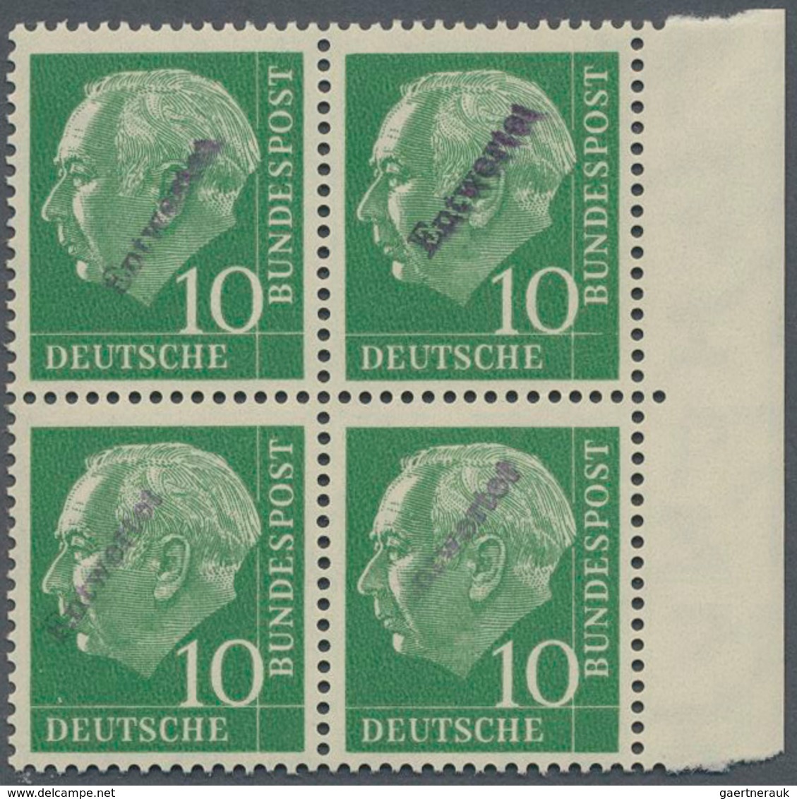 Bundesrepublik Deutschland: 1960. Heuss I 10 Pf Im SR-4er-Block, Jede Marke Mit Aufdruck "Entwertet" - Covers & Documents