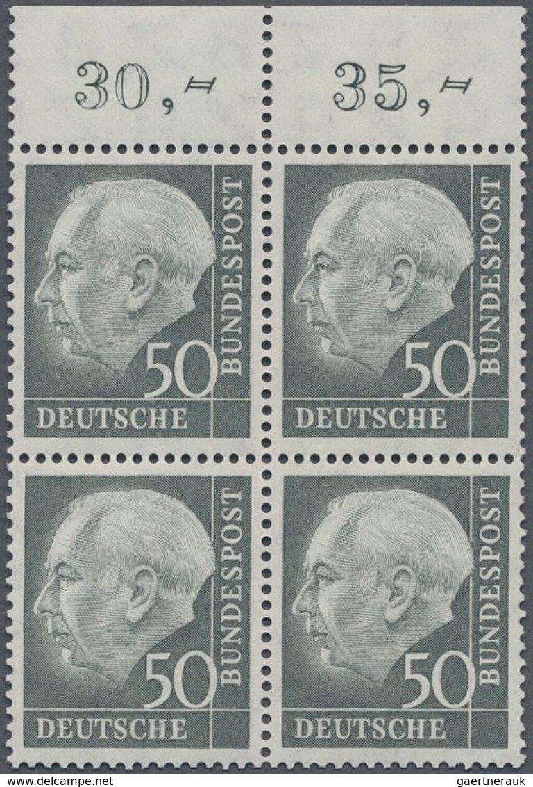 Bundesrepublik Deutschland: 1954, 50 Pf Heuss I Im OR-4er-Block Postfrisch, Tiefstgeprüft BPP, Mi 80 - Covers & Documents