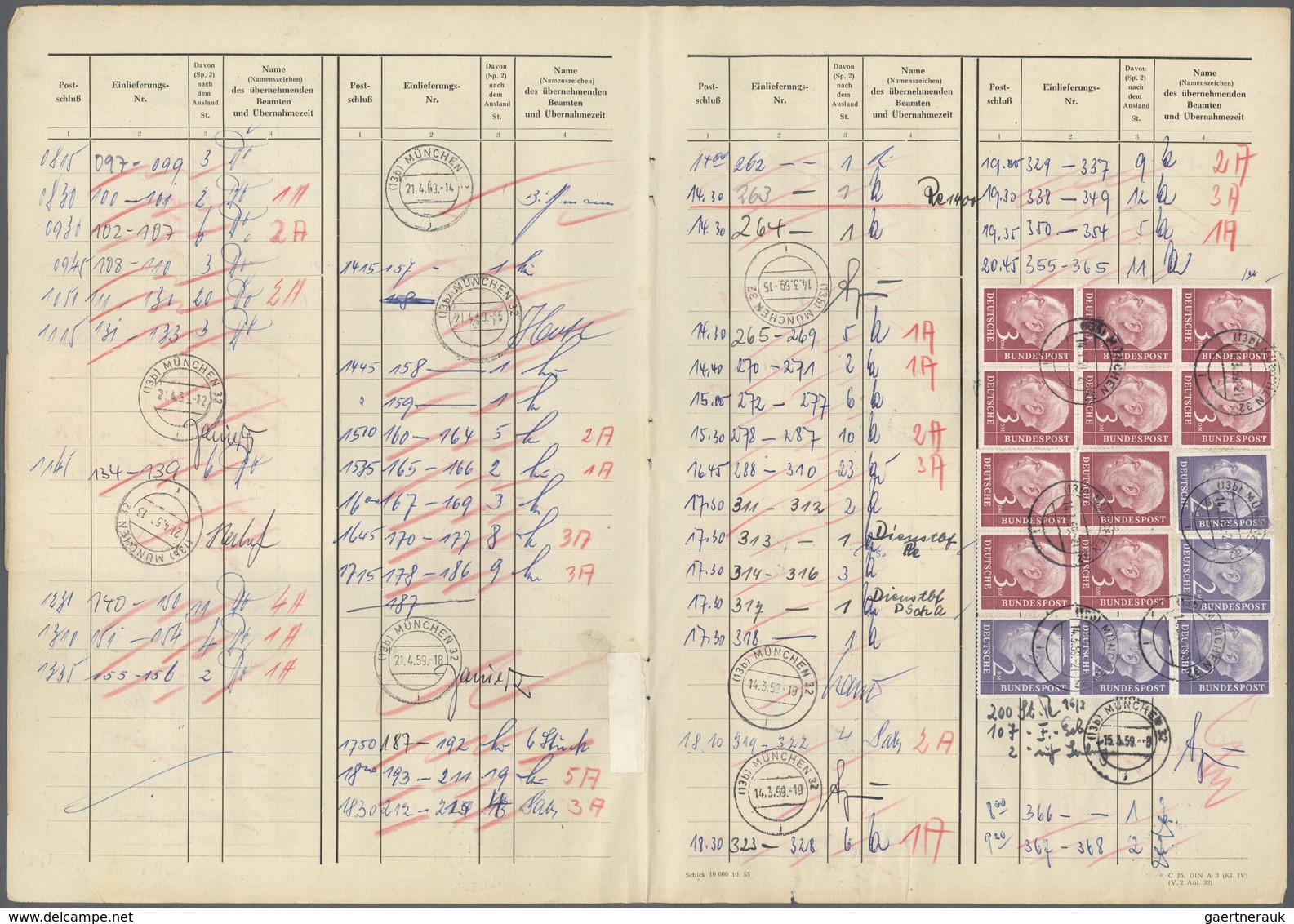 Bundesrepublik Deutschland: 1954, Heuss 1-3 DM, Mehrfach Meist In Einheiten Von Paar Bis 6er-Block A - Covers & Documents